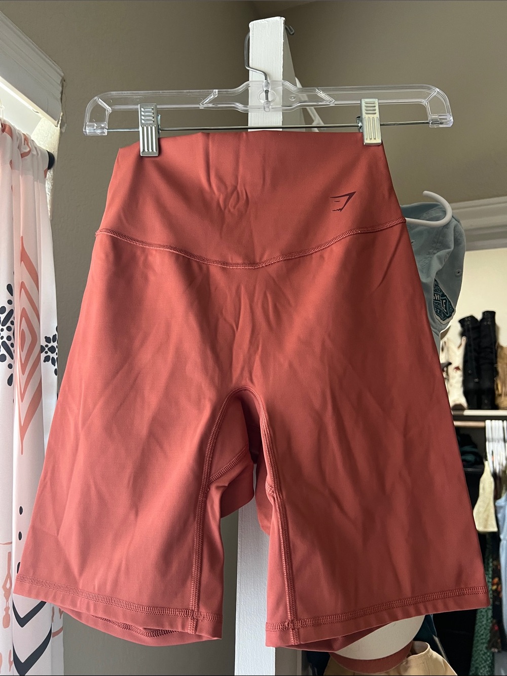 Gymshark High-Waist Clay Red Bike Shorts